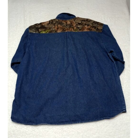 Trebark by Lynch Denim Long Sleeve Shirt with Camouflage Accents Men's Size 2XL - Picture 2 of 7